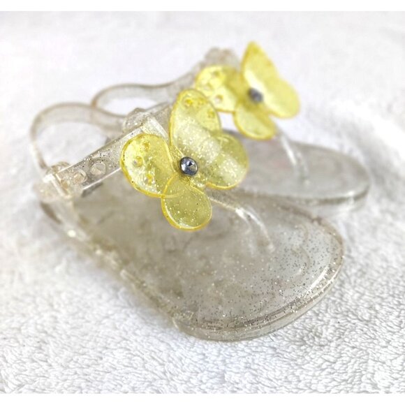 Girls Jelly Sandal Butterfly Clear Glitter Plastic Shoe Stepping Stones - Picture 2 of 12